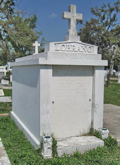 Kate Lobrano's grave in Cedar Rest cemetery, Bay Saint Louis, MS